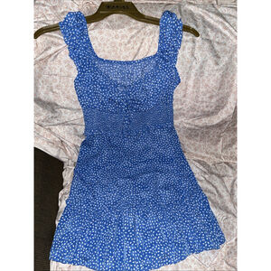 HelloMolly Blue Polda Dot Mini Milkmaid Dress Size S